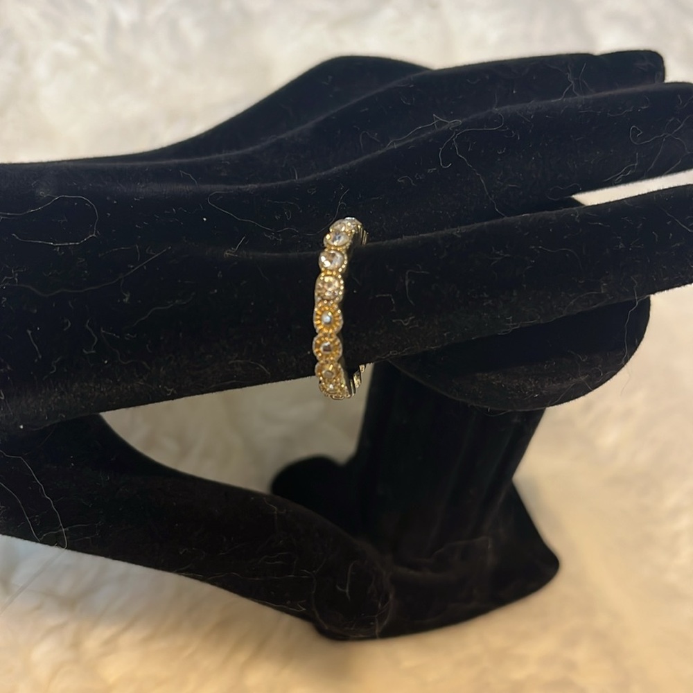 Size 8 Floral and White Rhinestone Ring
